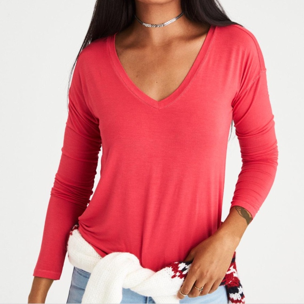 Red Soft and Sexy Long Sleeve T-shirt